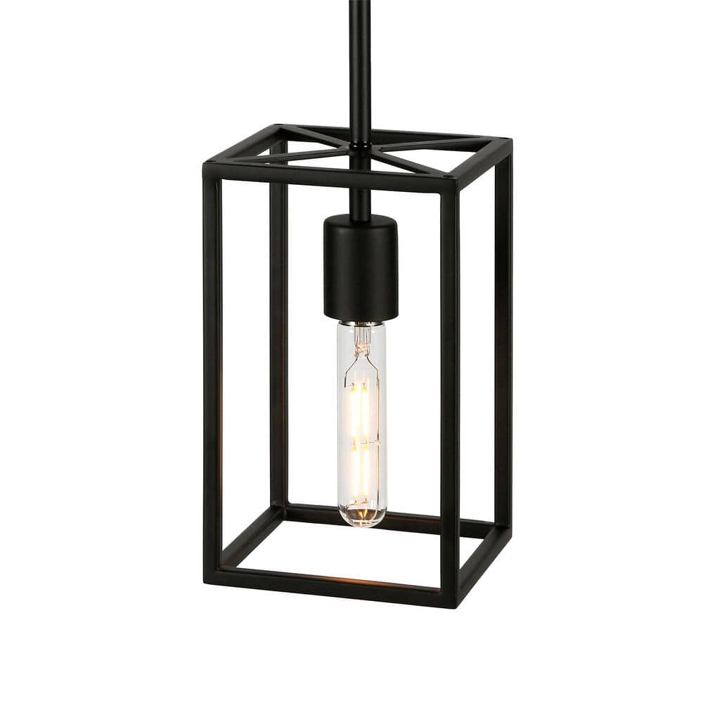 Industrial Blackened Bronze Square Metal Pendant Light