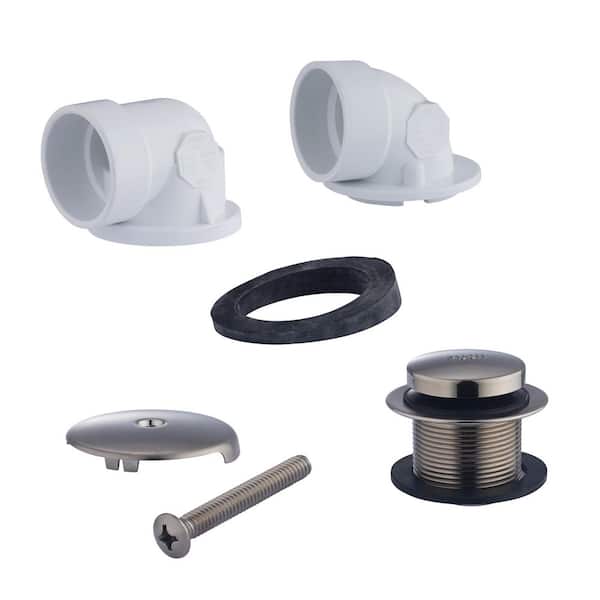 Easy Touch 1-1/2 in Sch. 40 WHITE PVC Bath Waste Half Drain Kit in Brushed Nickel