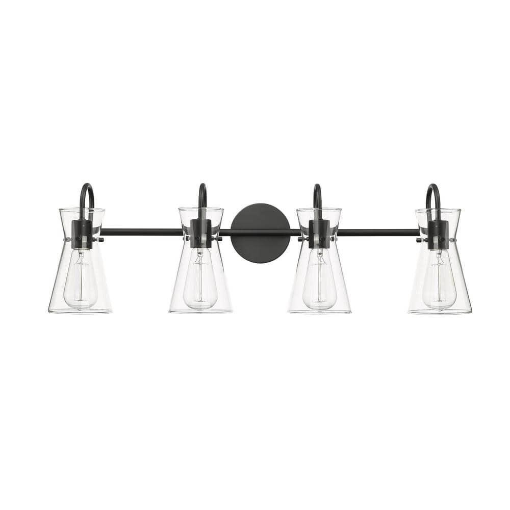 Camellia 30.7 in. 4-Light Matte Black Vanity-Light Clear price history on PriceWatchPro