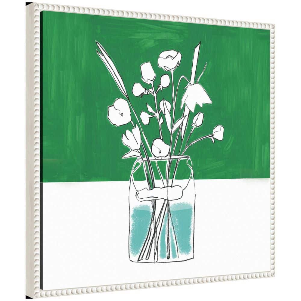 "Sylvie ""Minimalist Floral Vase with Green"" by Teju Reval Framed Flowers Art Print 22 in. x 22 in." price history on PriceWatchPro