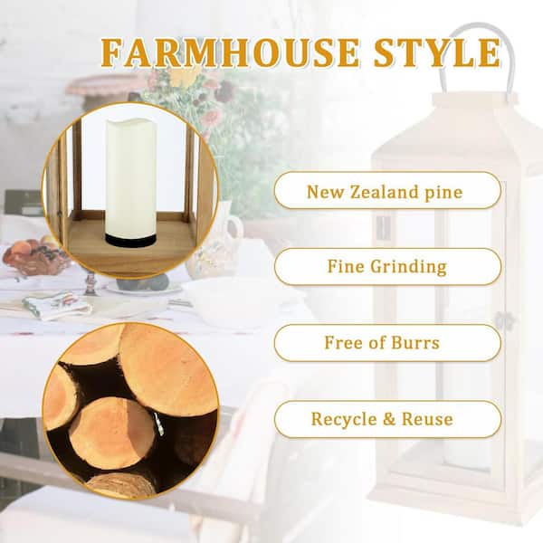 MUMTOP 2-Piece 22.5 in. Wood Candle Lanterns Vintage Hanging