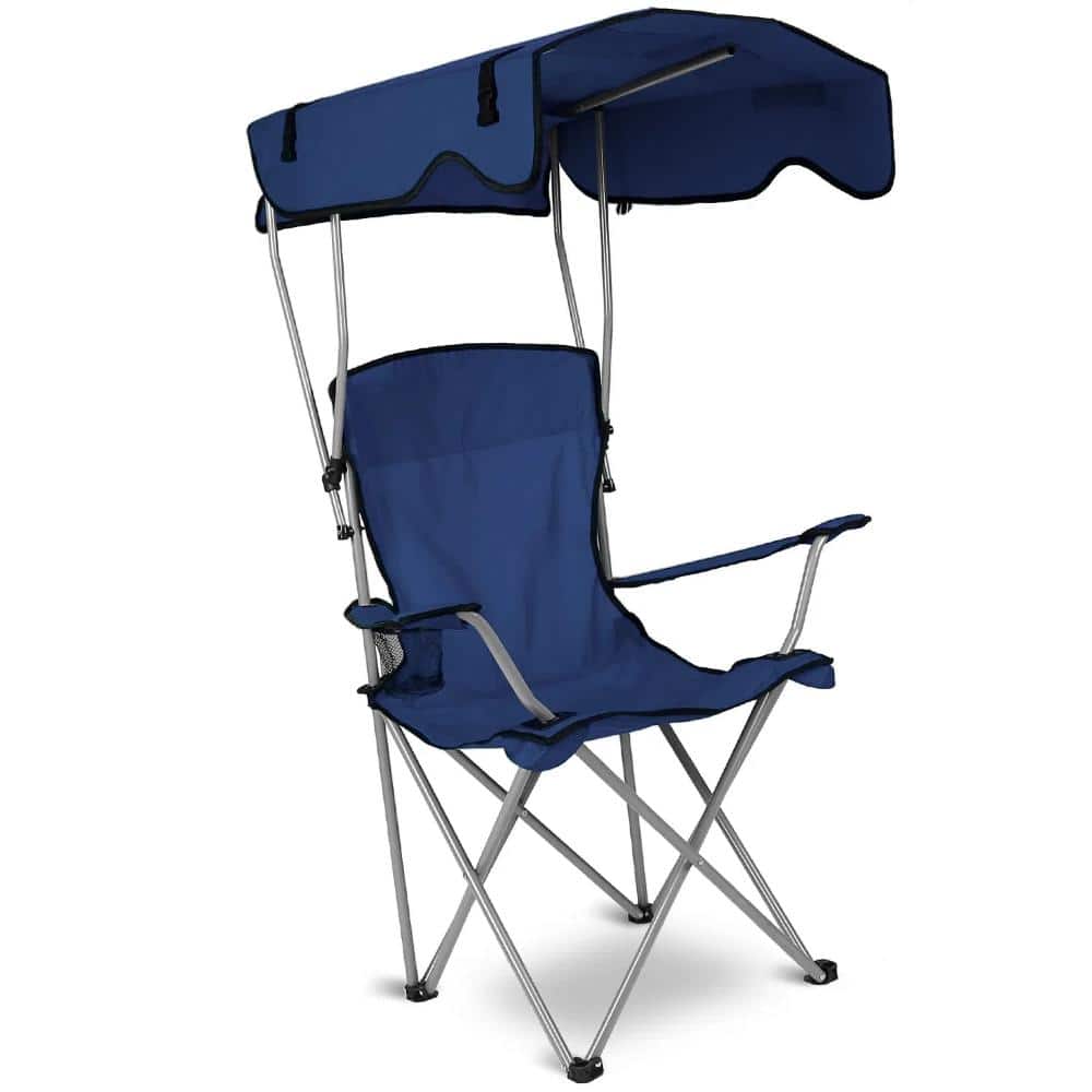 Navy Blue Metal Folding Beach Chair, Outdoor Shade Canopy Chair 330LBS Load with Carry Bag for Fishing Camping Lawn price history on PriceWatchPro