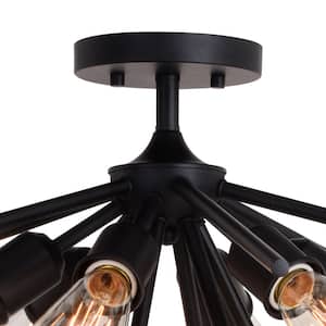 Estelle 24-in W Black Mid-Century Modern Sputnik Semi Flush Mount Ceiling Light
