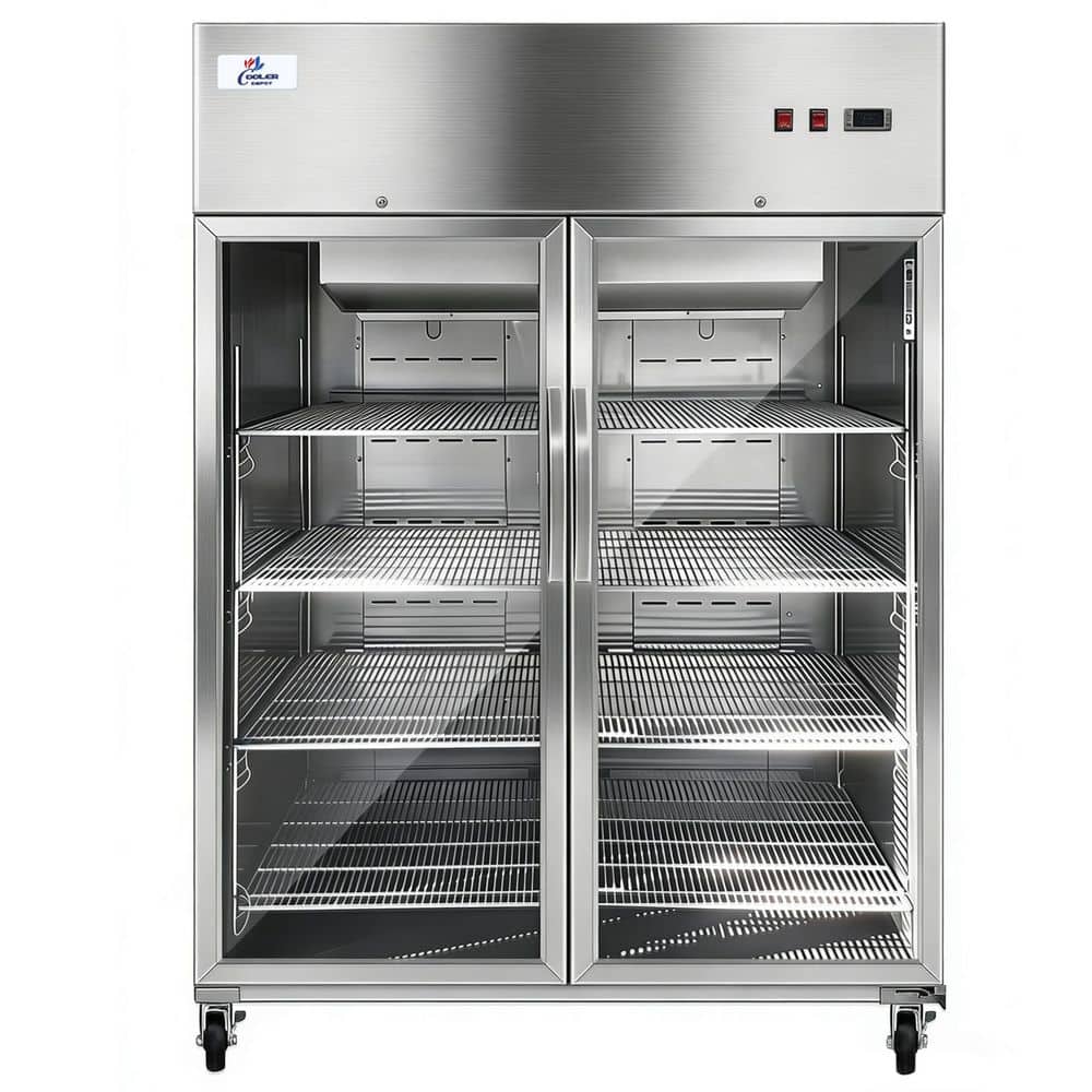 55 in. W 42.3 cu. ft. Two Glass Door Top-Mounted Commercial Reach-In Refrigerator in Stainless Steel