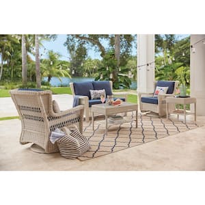 Park Meadows Off-White Wicker Outdoor Patio Coffee Table
