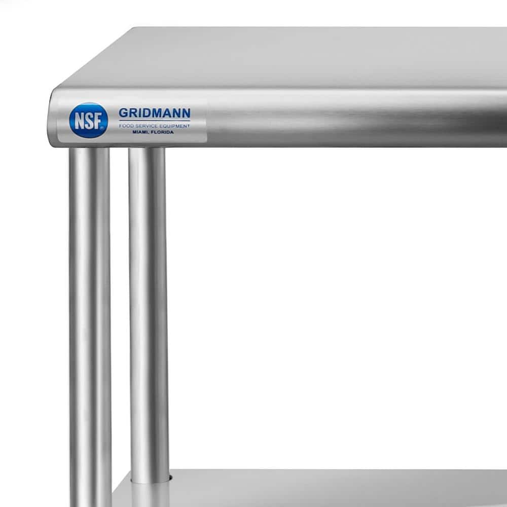 48" Long Stainless Steel Commercial Prep Station with Double Overshelf