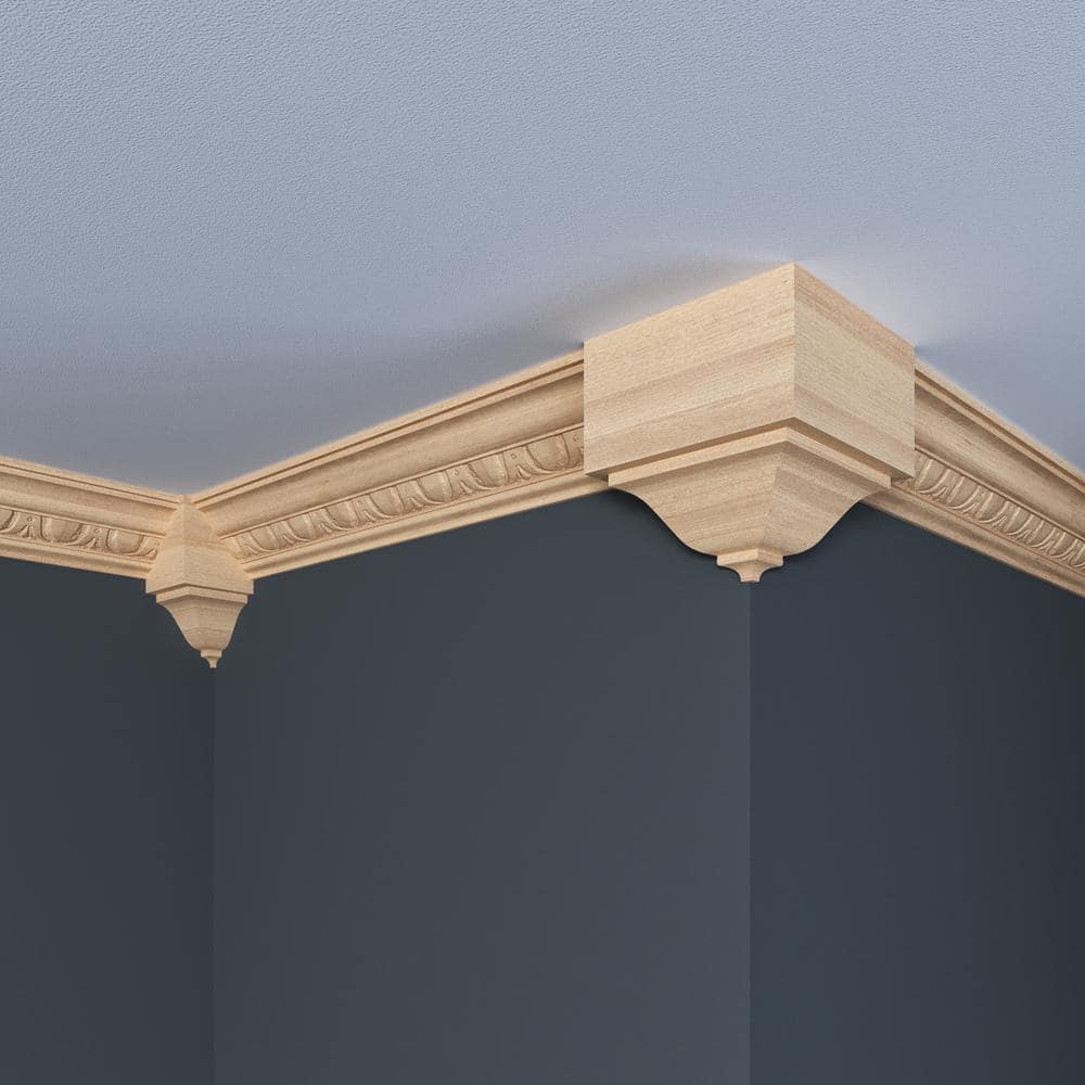 Unfinished Wood Inside Corner Crown Connector Block