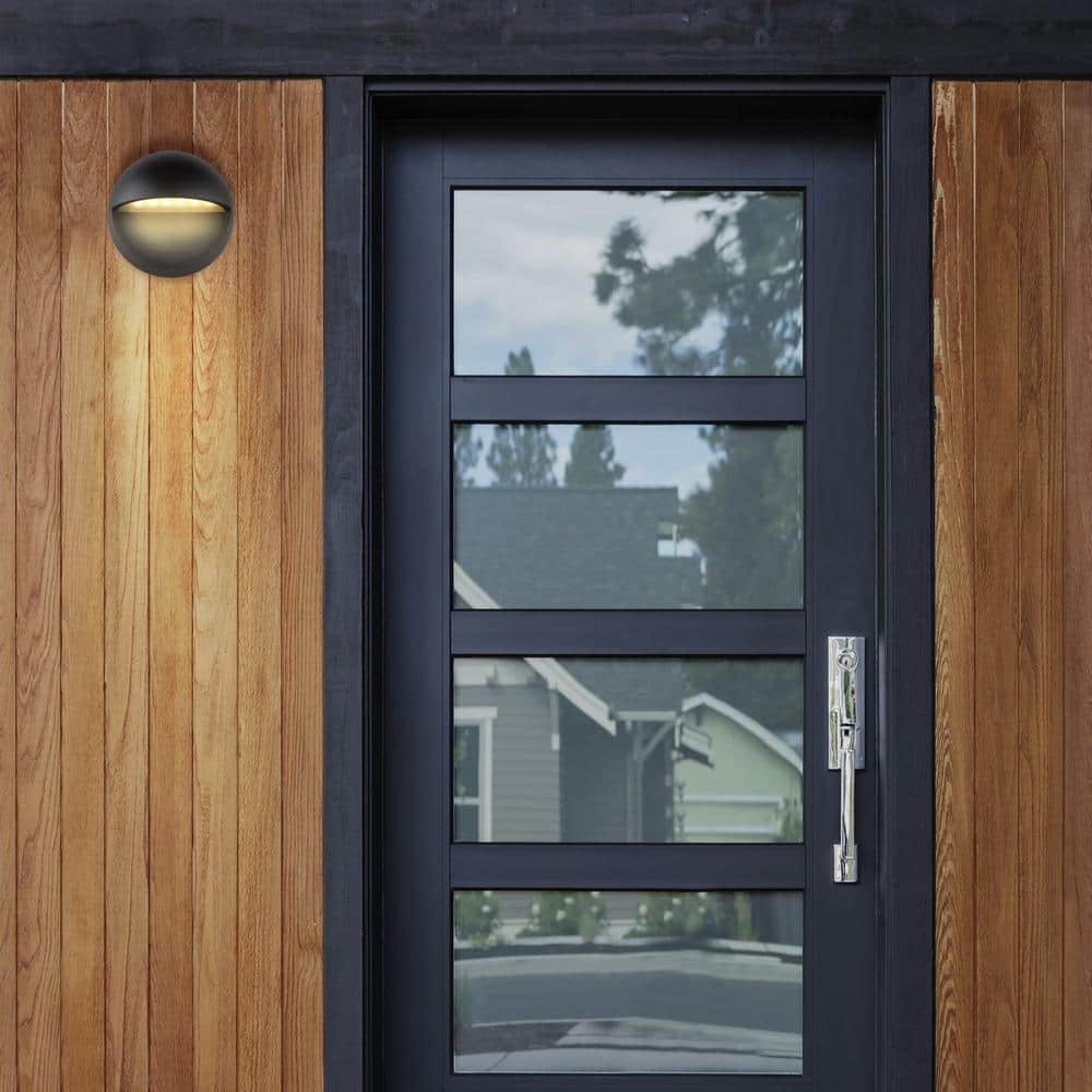 Orbe 6.25" Black Iron Outdoor LED Wall Sconce