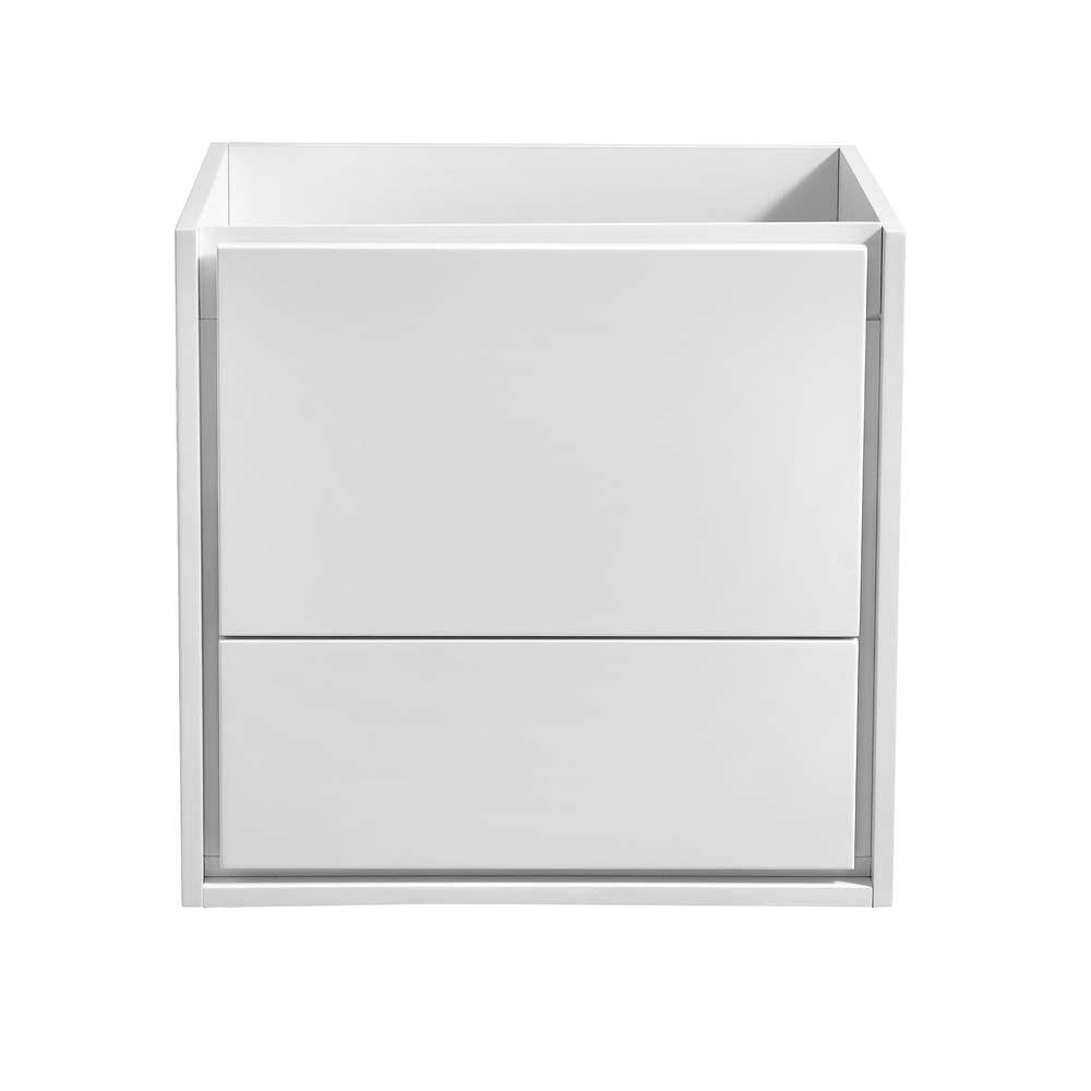 Glossy White 24" Solid Wood Wall-Mounted Modern Vanity Cabinet