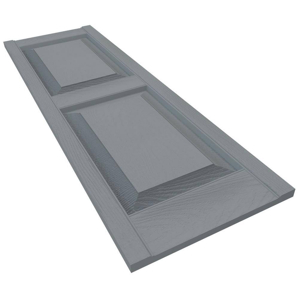 Platinum Gray Raised Panel Vinyl Decorative Shutters, 12" x 51"