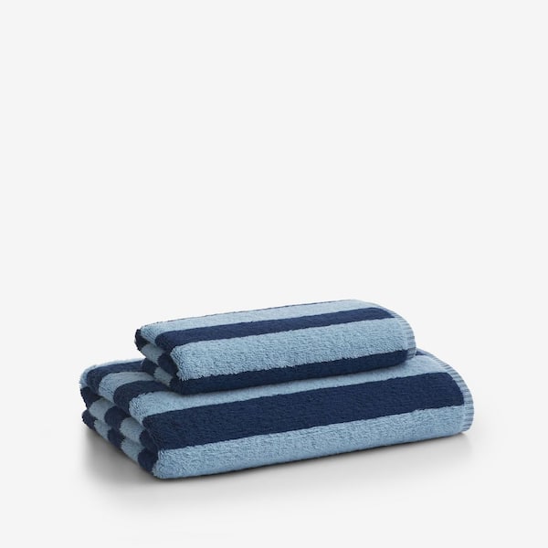 Company Cotton Reversible Stripe Navy Turkish Cotton Single Hand Towel