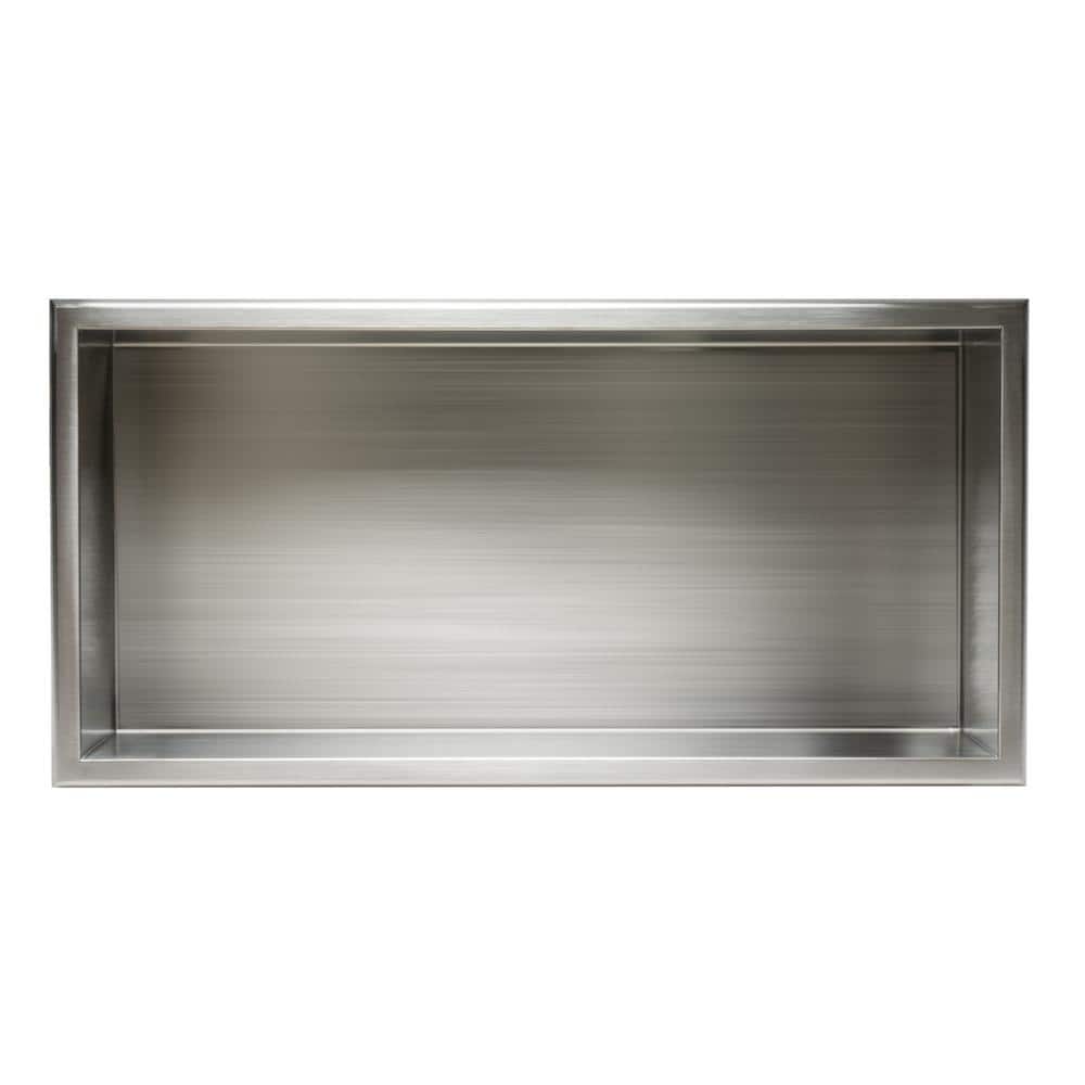 Brushed Stainless Steel Horizontal Shower Niche Shelf 24 x 12