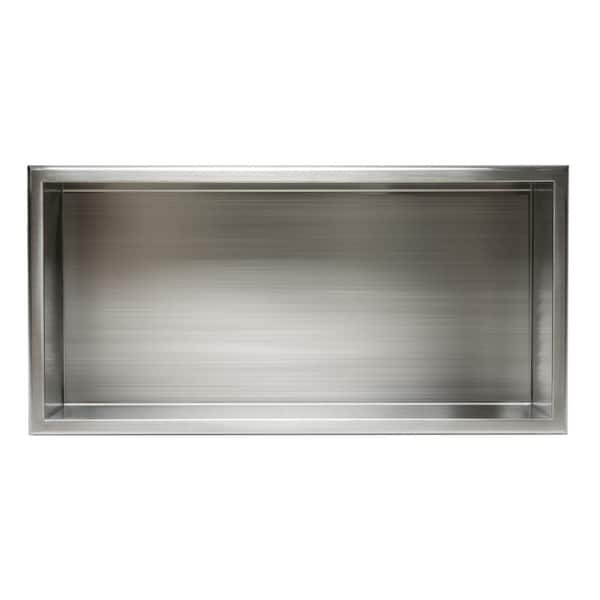 AlinO 12x24-Inch Nickel Stainless Steel Shower NICHE | SNI-12-NKL24