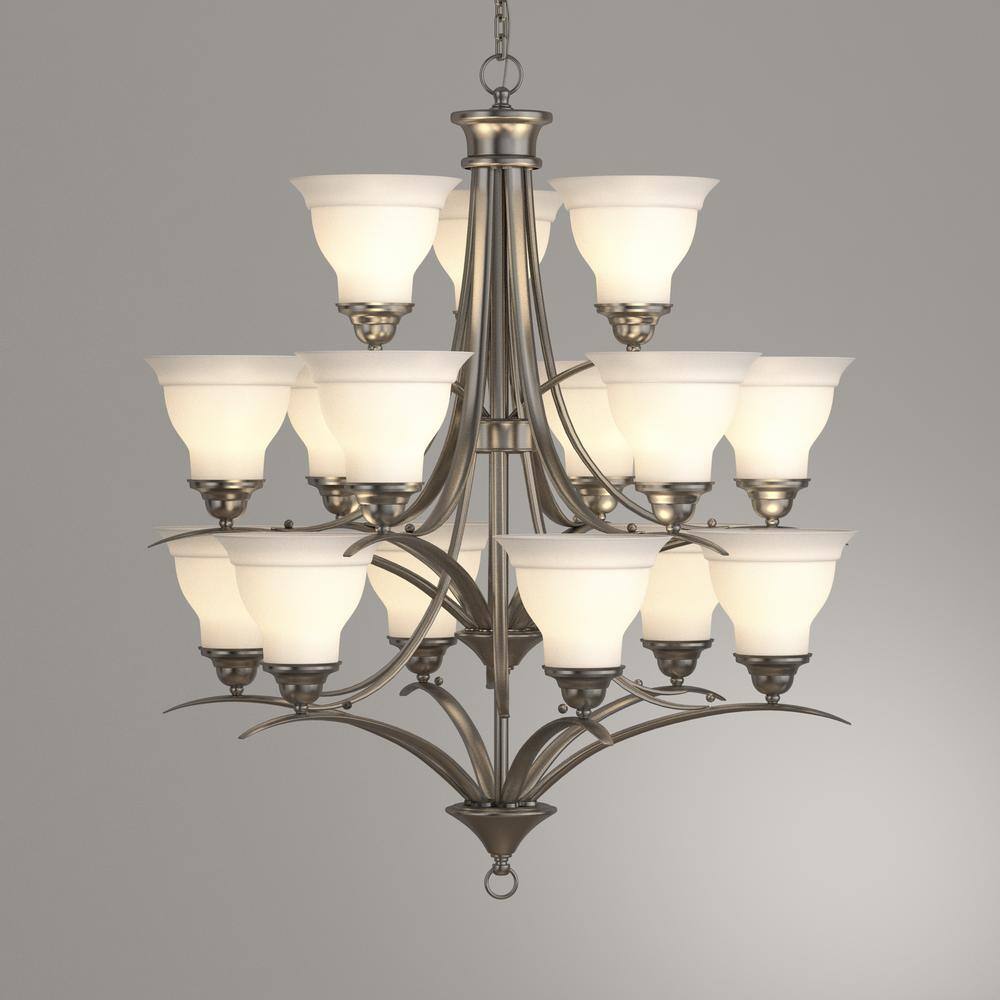 Trinity 15-Light Brushed Nickel Three-Tier Chandelier