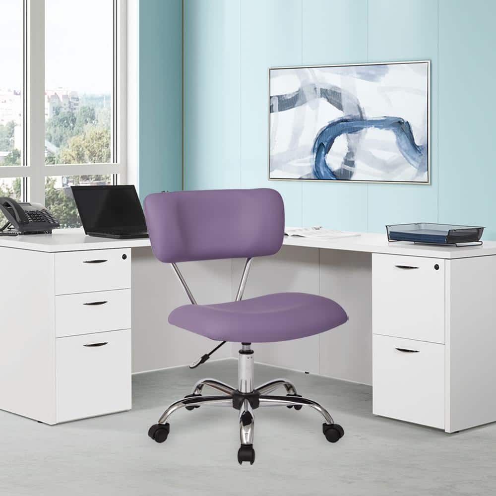 Vista Purple Bonded Leather Armless Swivel Task Chair
