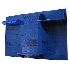 32 in. x 48 in. Metal Pegboard Standard Tool Storage Kit with Blue Pegboard and Blue Peg Accessories