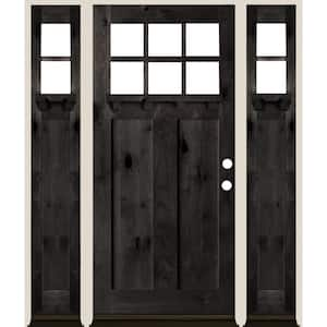 64 in. x 80 in. 6-Lite Craftsman Left Hand Black Stain Douglas Fir Prehung Front Door Double Sidelite