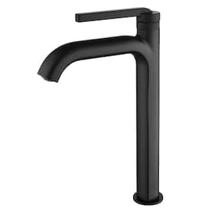 Single Handle Vessel Sink Faucet with Water Supply Hoses in Matte Black