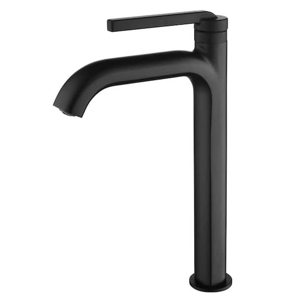 Single Handle Vessel Sink Faucet with Water Supply Hoses in Matte Black