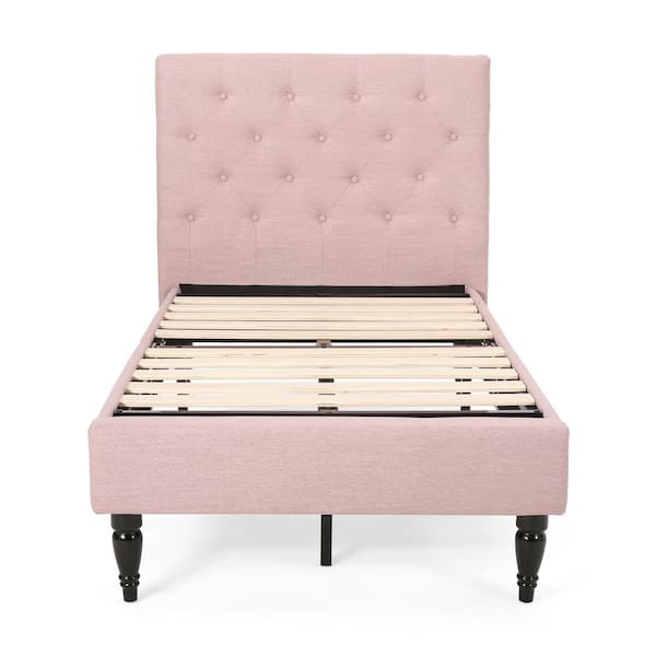 Atterbury Light Blush Upholstered Twin Bed Frame