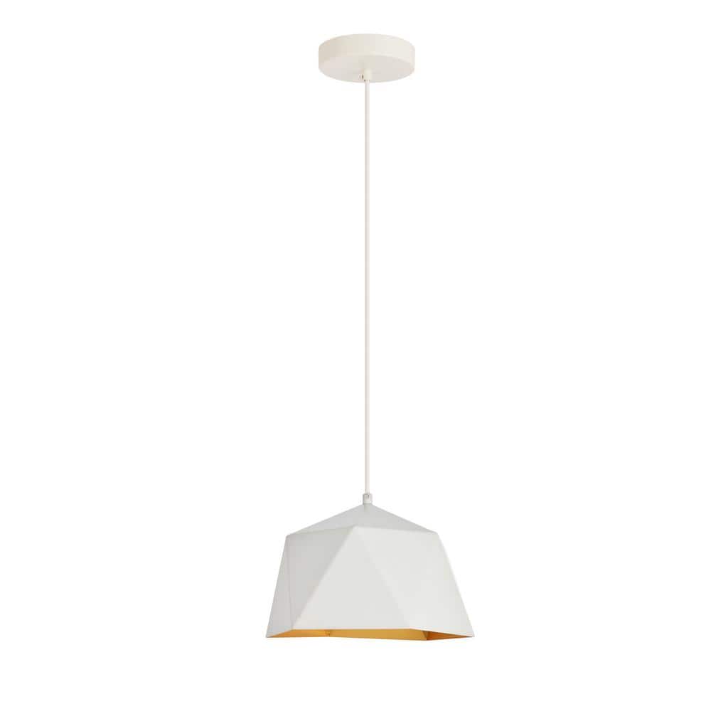 Timeless Home 10.2 in. 1-Light White And Golden Inside Pendant Light, Bulbs