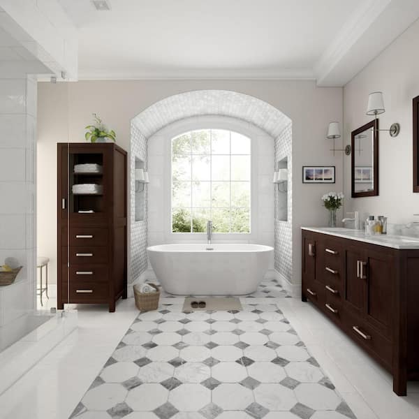 Wyndham Collection Soho 68 in. Acrylic Flatbottom Center Drain Soaking Tub in White - image 3