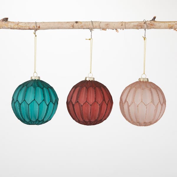 SULLIVANS 4 in. Multi-color Elegant Faceted Ball Ornaments (Set of 3)