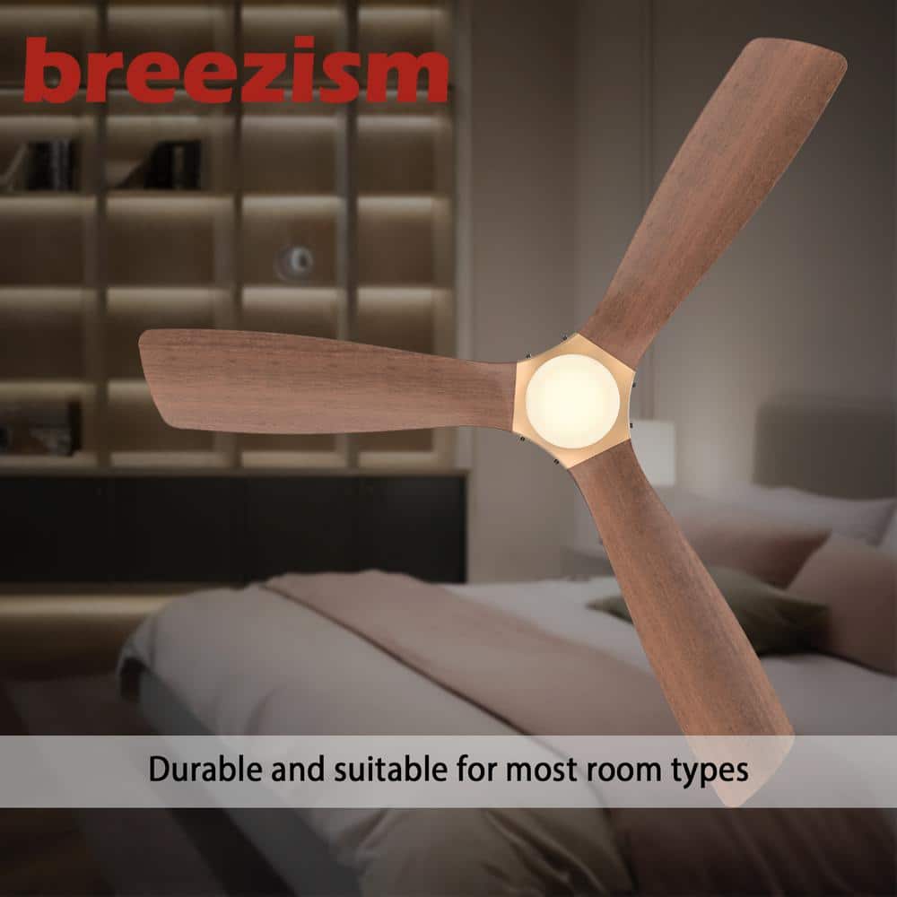 Matte Black and Distressed Koa 52" Ceiling Fan with LED Light and Remote
