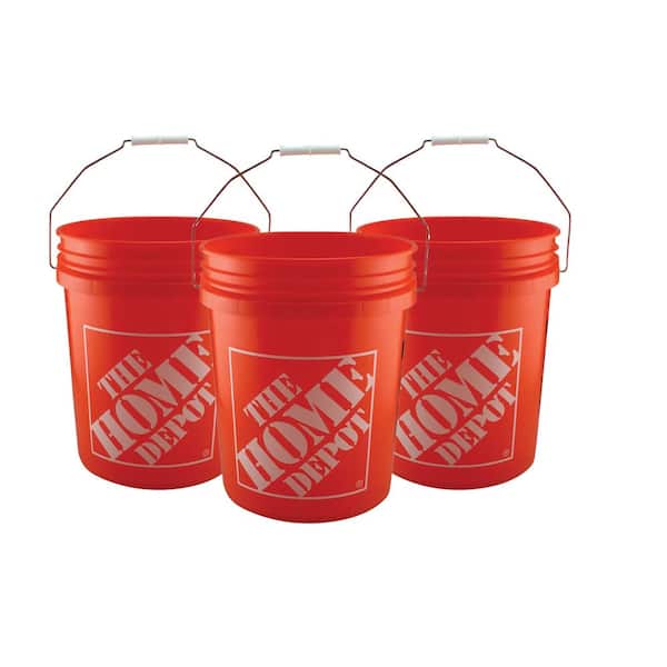 Pack Plastic Red 5 Gallon Buckets Six 6 
