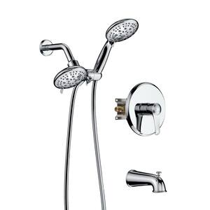 2 Dual 2-In-1 Single-Handle 6-Spray 1.8 GPM Round Wall Mount Shower Faucet with Tub Spout in Chrome (Valve Included)