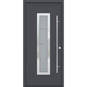 ARGOS 37 in. x 82" Left-Hand/Inswing Frosted Glass ANTRACIT/WHITE Finished Steel Prehung Front Door with Hardware Kit