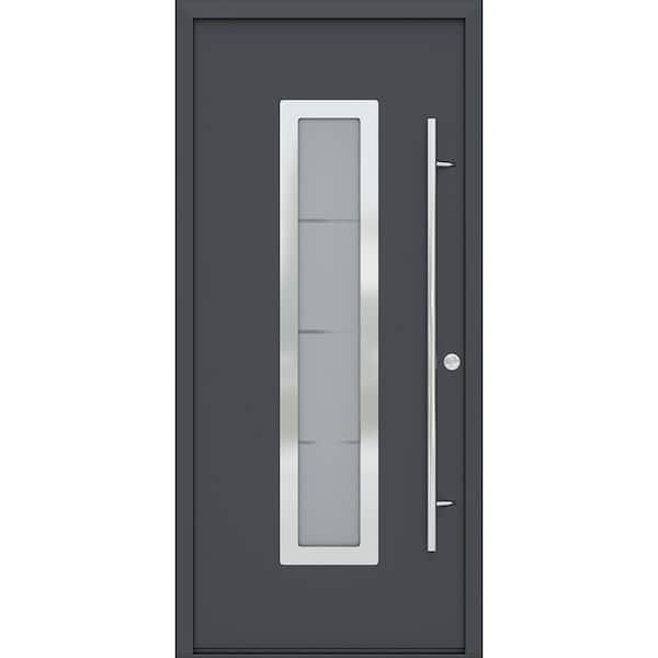 Belldinni ARGOS 37 in. x 82" Left-Hand/Inswing Frosted Glass ANTRACIT/WHITE Finished Steel Prehung Front Door with Hardware Kit