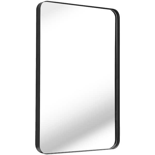 CLAVIE 24 in. W x 36 in. H Medium Square Steel Framed Wall Bathroom Vanity Mirror in Black