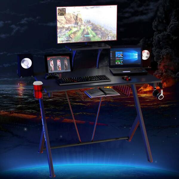 Gymax 52 in. Black Gaming Desk Computer Desk PC Table Workstation