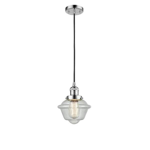 Innovations Oxford 60-Watt 1 Light Polished Chrome Shaded Mini Pendant Light with Seeded glass Seeded Glass Shade