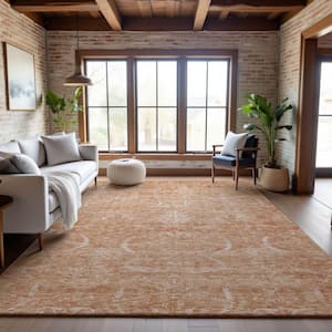 Mayfield Premium Machine Washable Abstract AMF1083 Salmon 5 ft. x 7 ft. 6 in. Area Rug