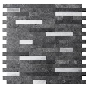 Dark Granite 12 in. x 12 in. Metal Peel and Stick Tile Backsplash for Kitchen, Mosaics Faux Stone (5 sq. ft./Box)