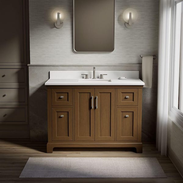Charlemont 49.02 in. Draper Oak Bath Vanity with Quartz Top