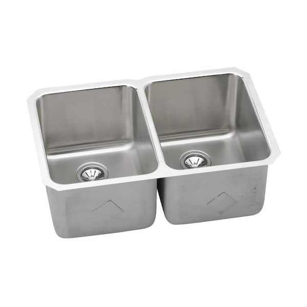 Elkay Gourmet Undermount Stainless Steel 31 in. Double Bowl Kitchen Sink in Lustrous Highlighted Satin
