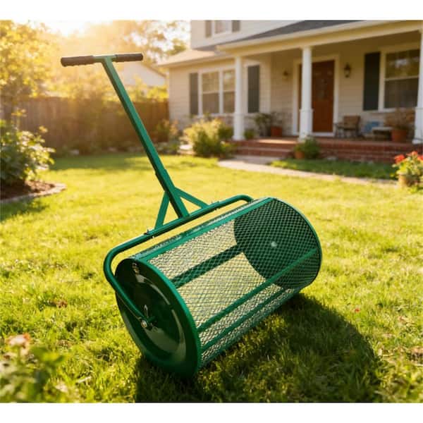 Campo Marzio ローラーボー グリーン Compost and Peat Moss Push Handheld Spreader Roller for Top Soil