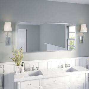 60 in. W x 28 in. H Rectangular Aluminum Framed Wall Bathroom Vanity Wall Mount Mirror in Silver