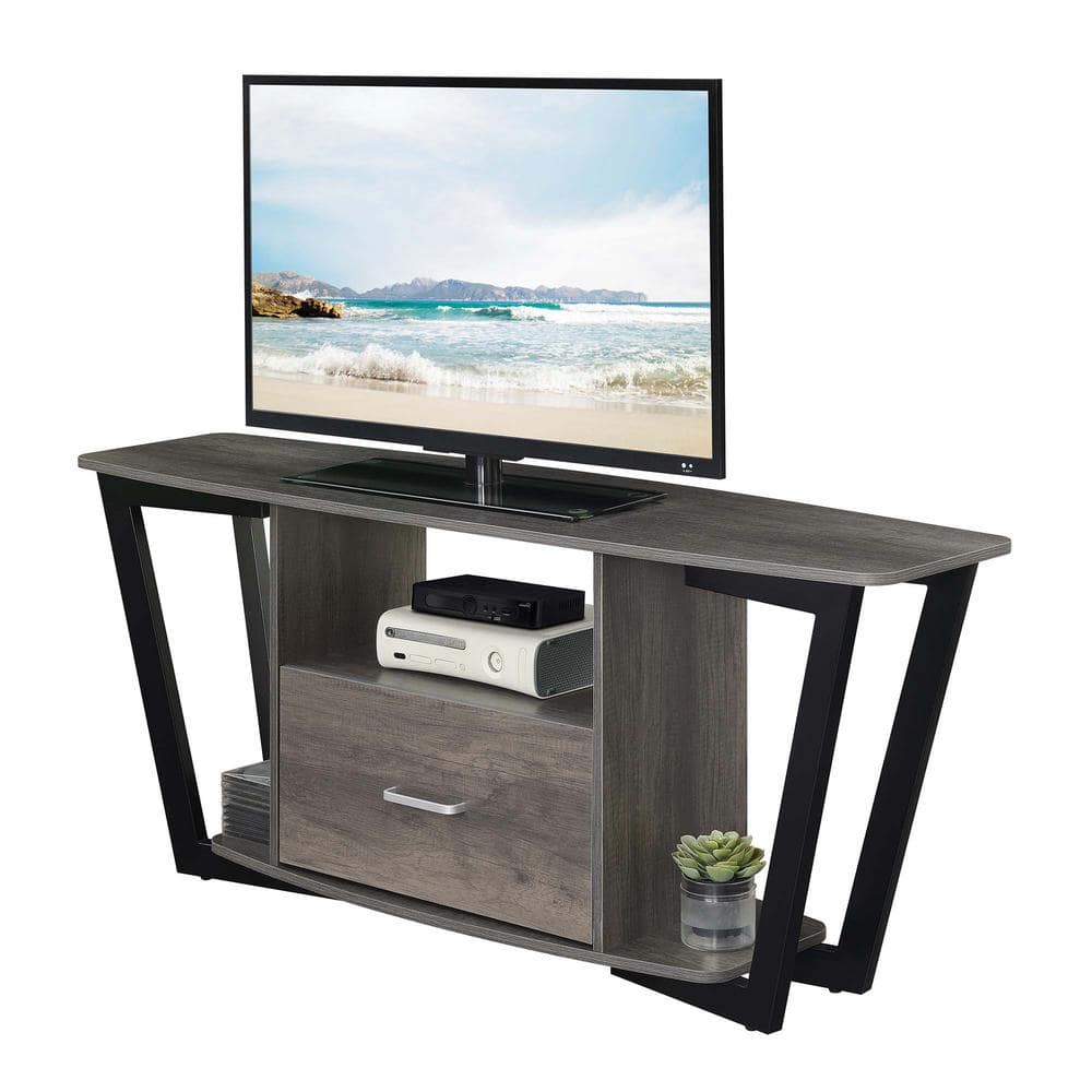 Charcoal Gray 58" Urban Industrial TV Stand with Cabinet