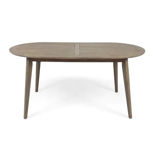 Tenleaf 71 in. W Gray Oval Acacia Wood Outdoor Dining Table