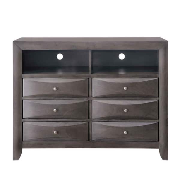 Unbranded Madison 6-Drawer Media Chest in Gray