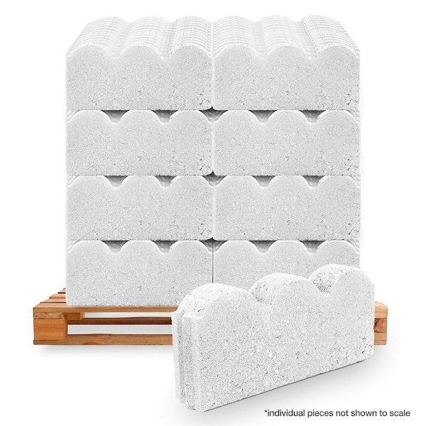 12 in. x 2 in. x 5.25 in. Straight Scallop White Concrete Edging (224-Pieces/224 sq. ft./Pallet)