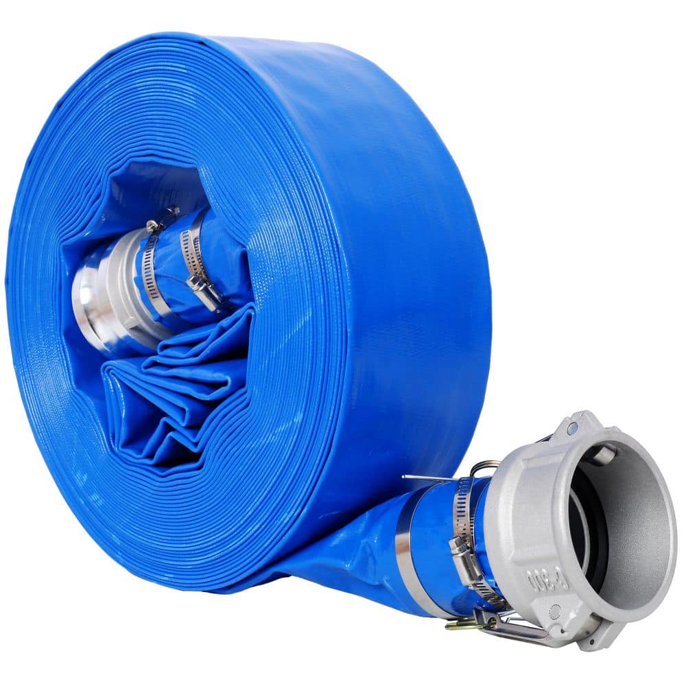 Blue 3 in. x 100 ft. Pool Backwash Hose, PVC Lay Flat Water Discharge Pump Hoses with Aluminum Camlock C and E Fittings price history on PriceWatchPro