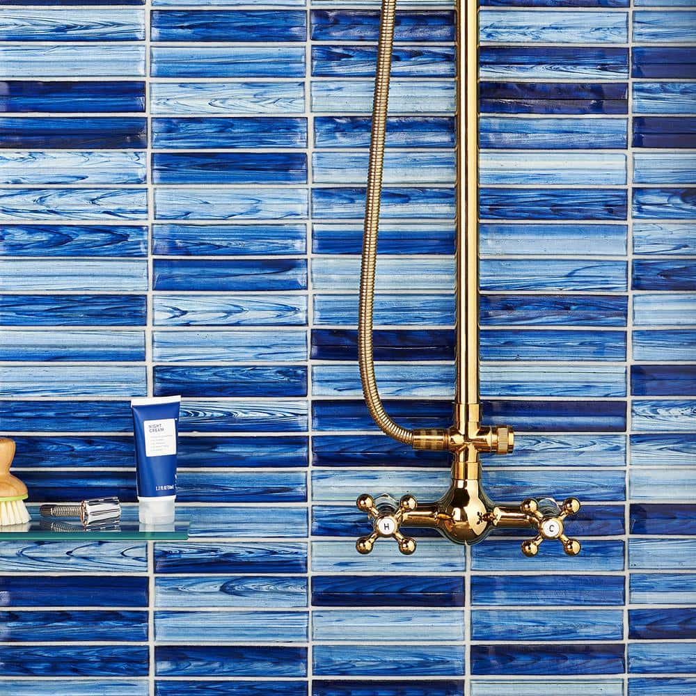 Tara Blue Polished Glass Mosaic Wall Tile