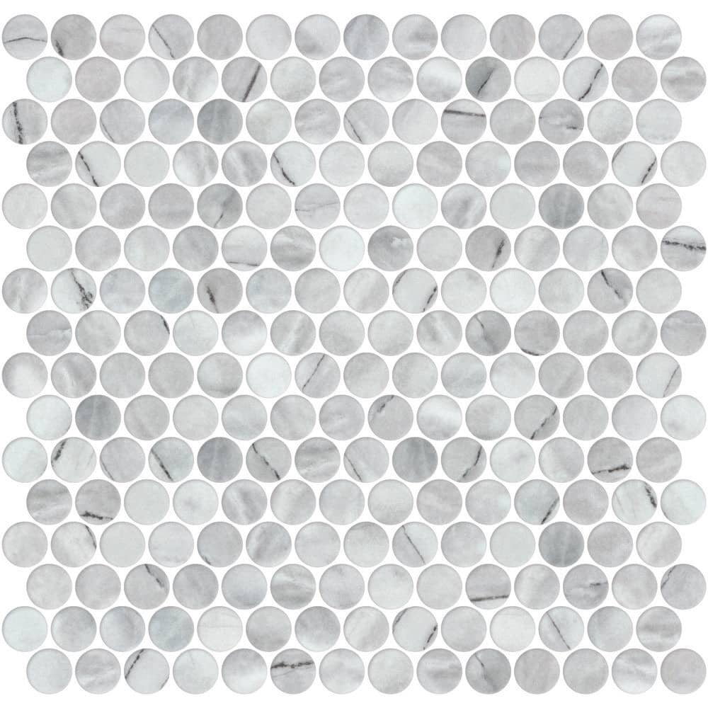 Muse Hera Gray/White, Matte 4.5 in. x 8.25 in. Round Smooth Recycled Glass 