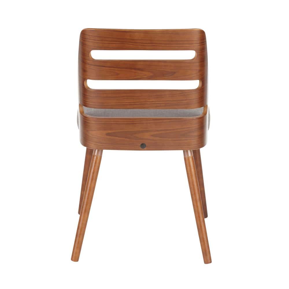 Gray Upholstered Ladderback Side Chair with Walnut Wood