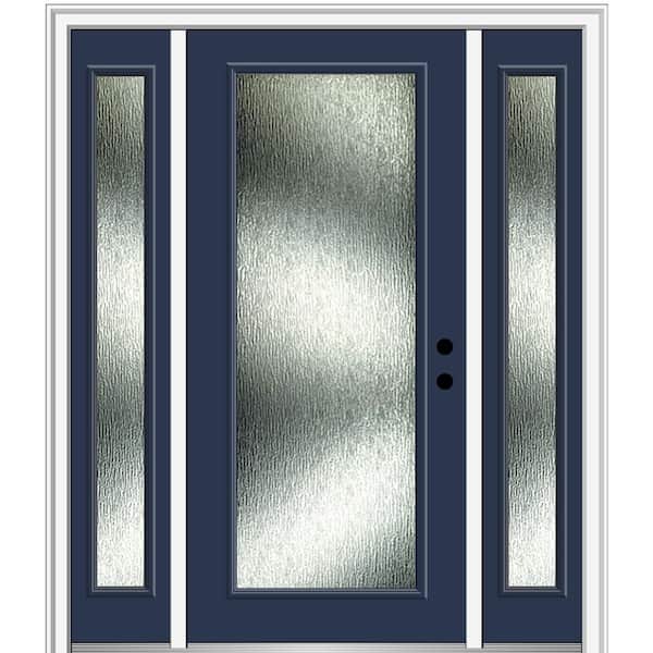 MMI Door 64 in. x 80 in. Left-Hand Inswing Rain Glass Naval Fiberglass Prehung Front Door on 4-9/16 in. Frame